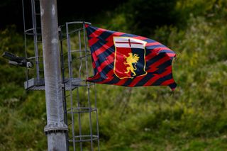 The Genoa badge on a flag