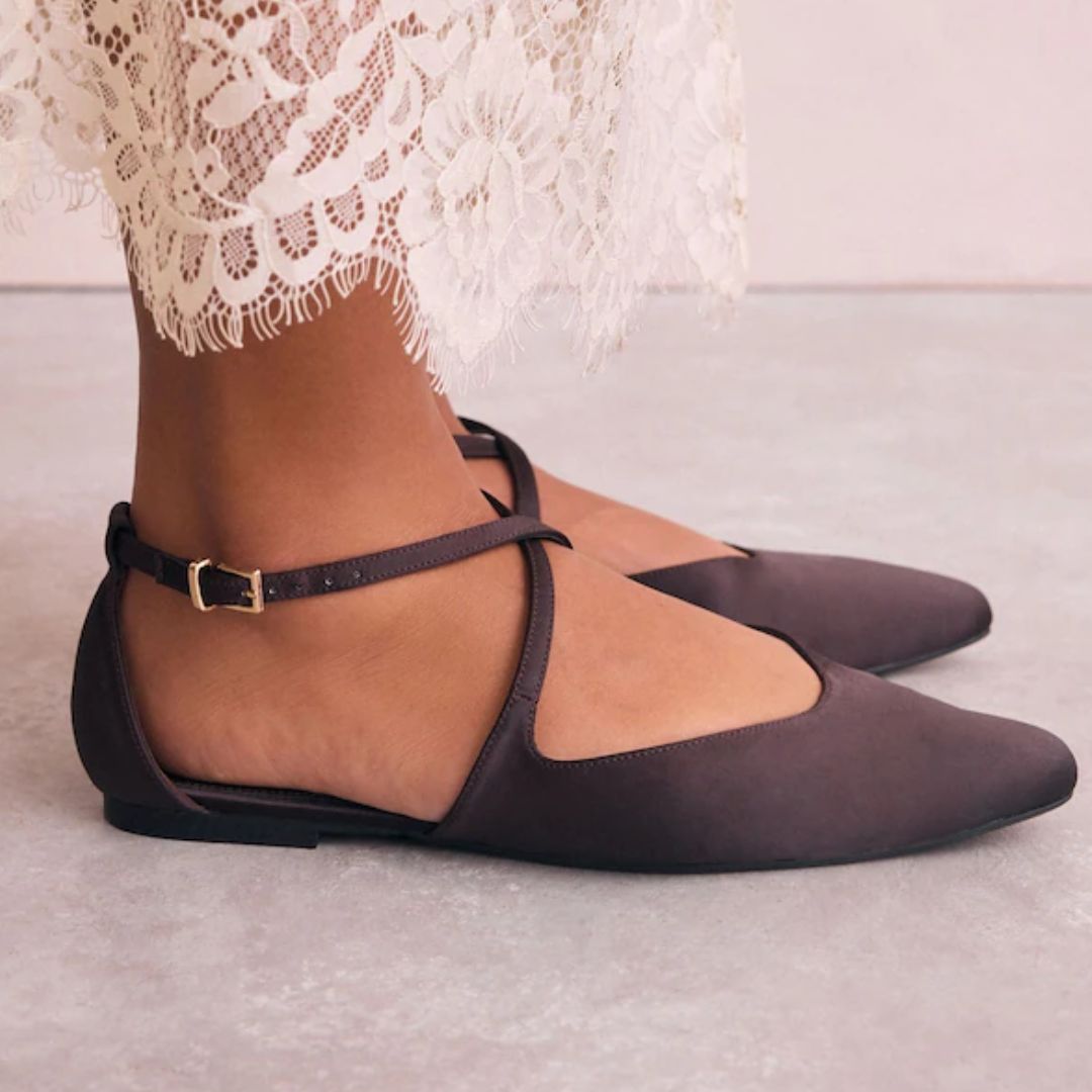 Next Chocolate Brown Satin Flats