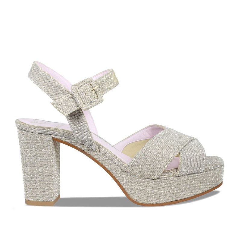 taupe glitter platform sandals
