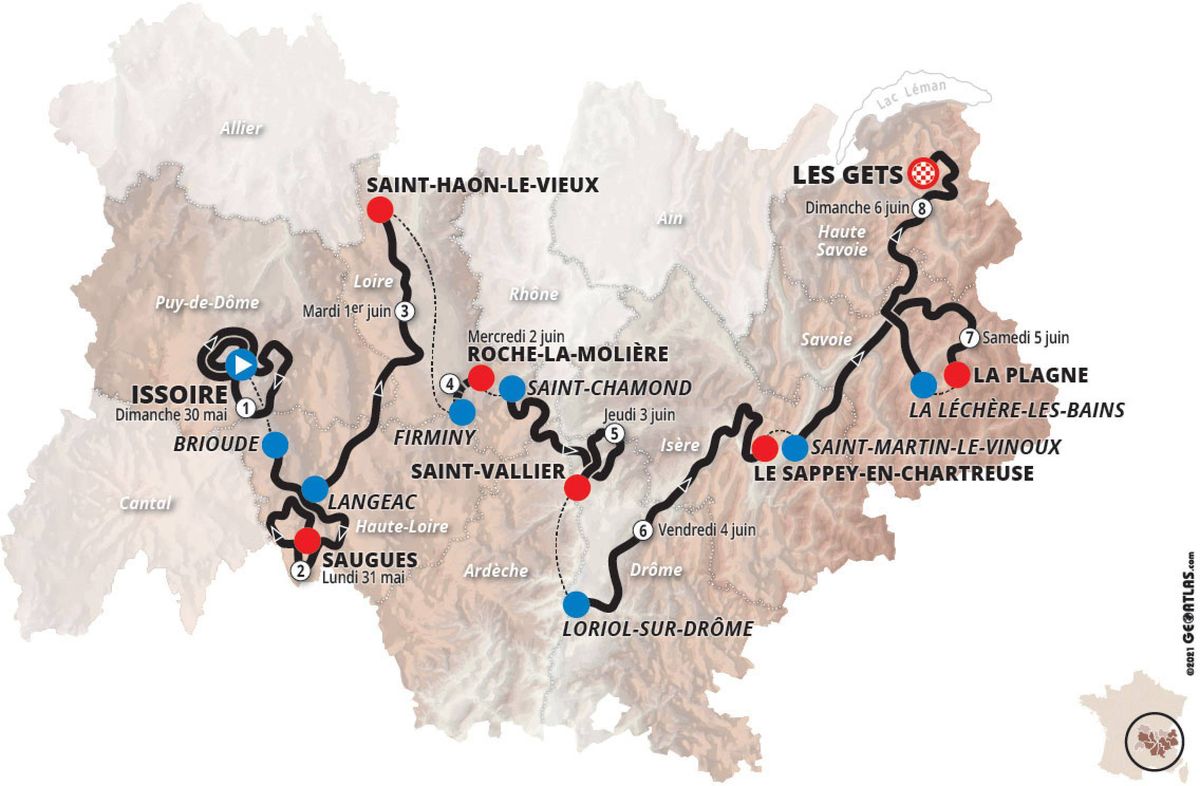 Map for 2021 Criterium du Dauphine