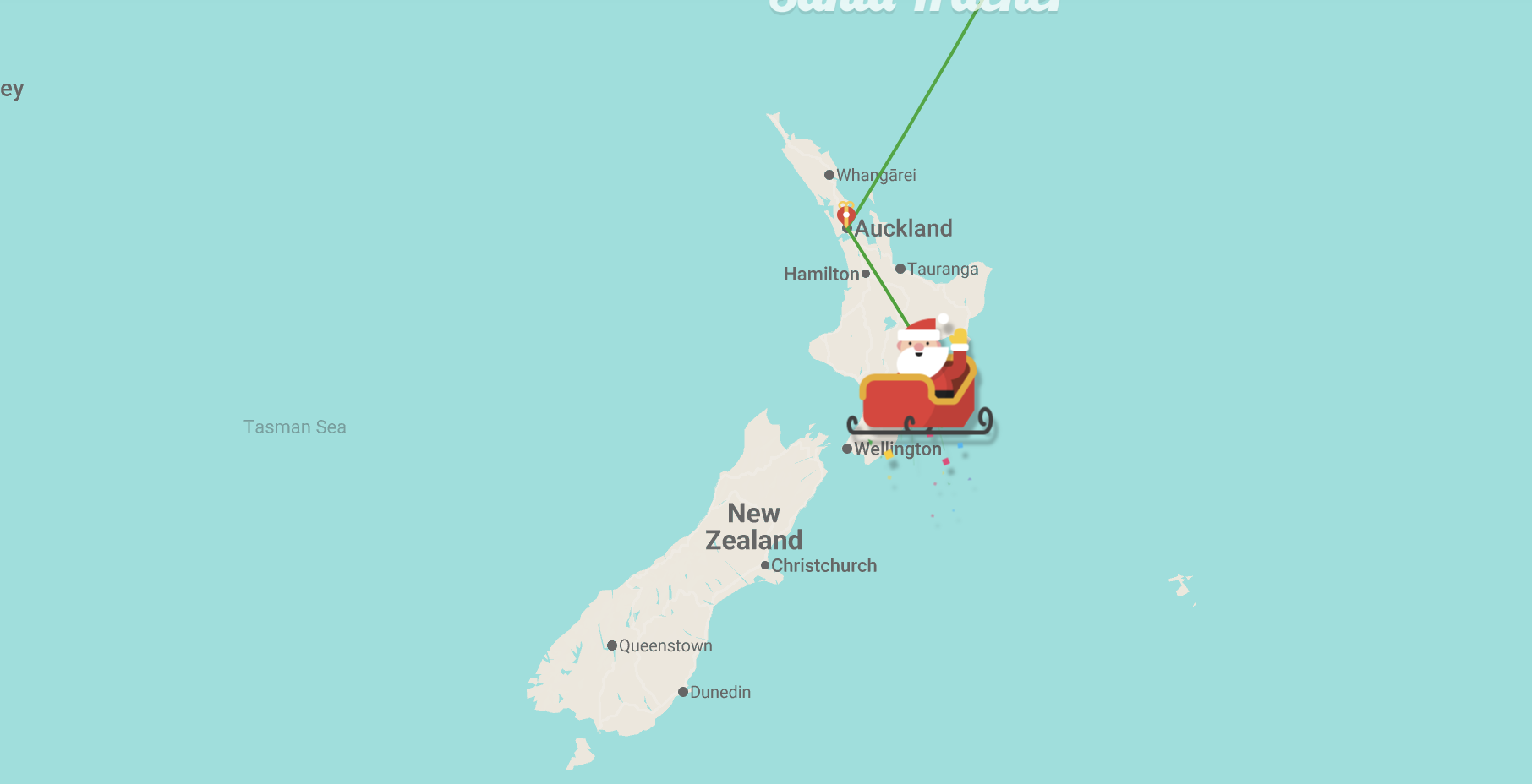 Google Santa Tracker over New Zealand