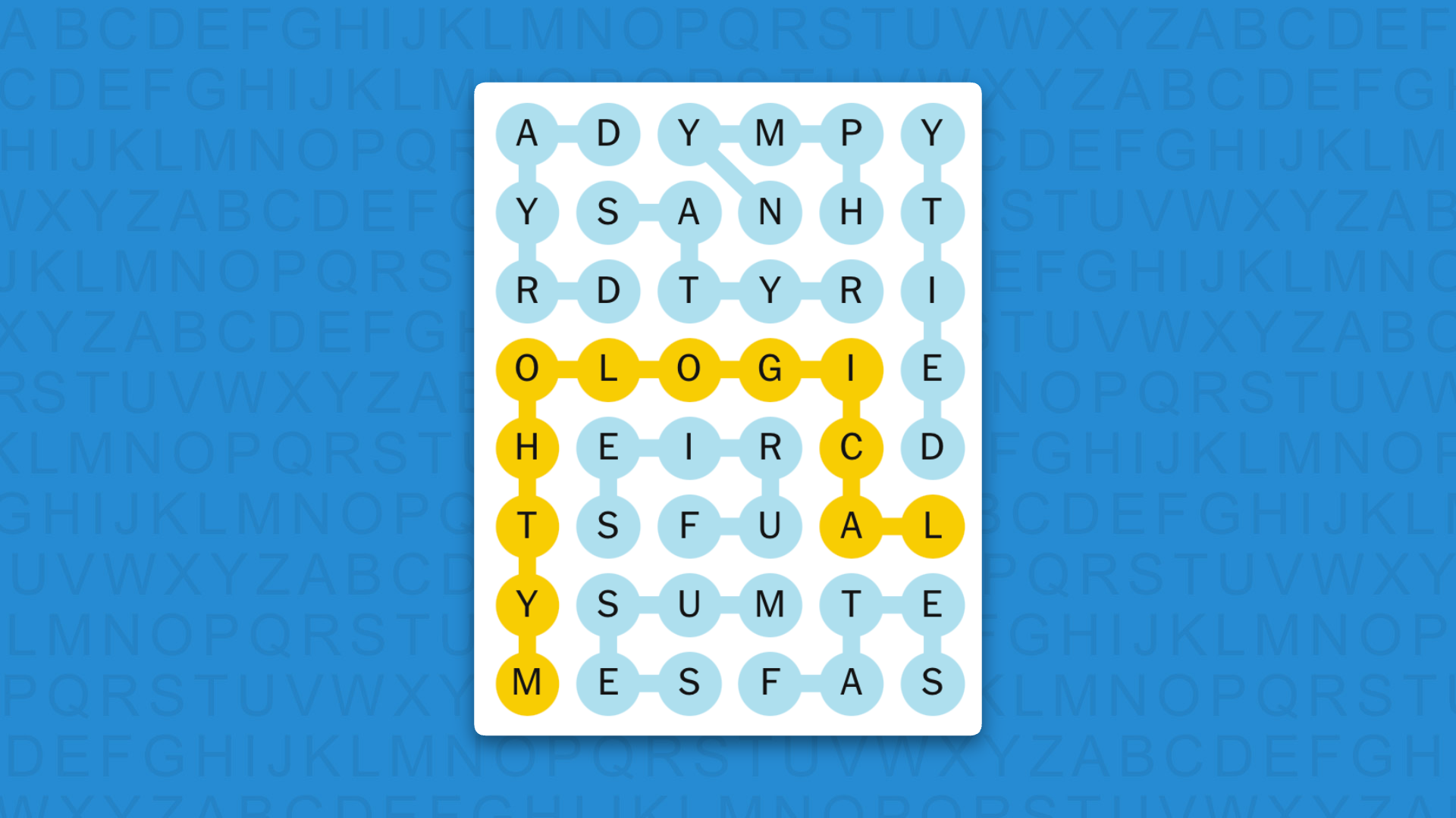 NYT Strands answers for 960 on a blue background