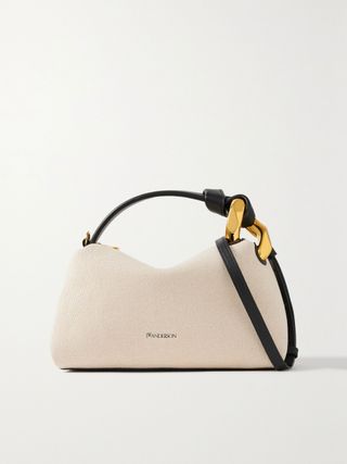 Jw Anderson Chain-Embellished Leather-Trimmed Canvas Shoulder Bag