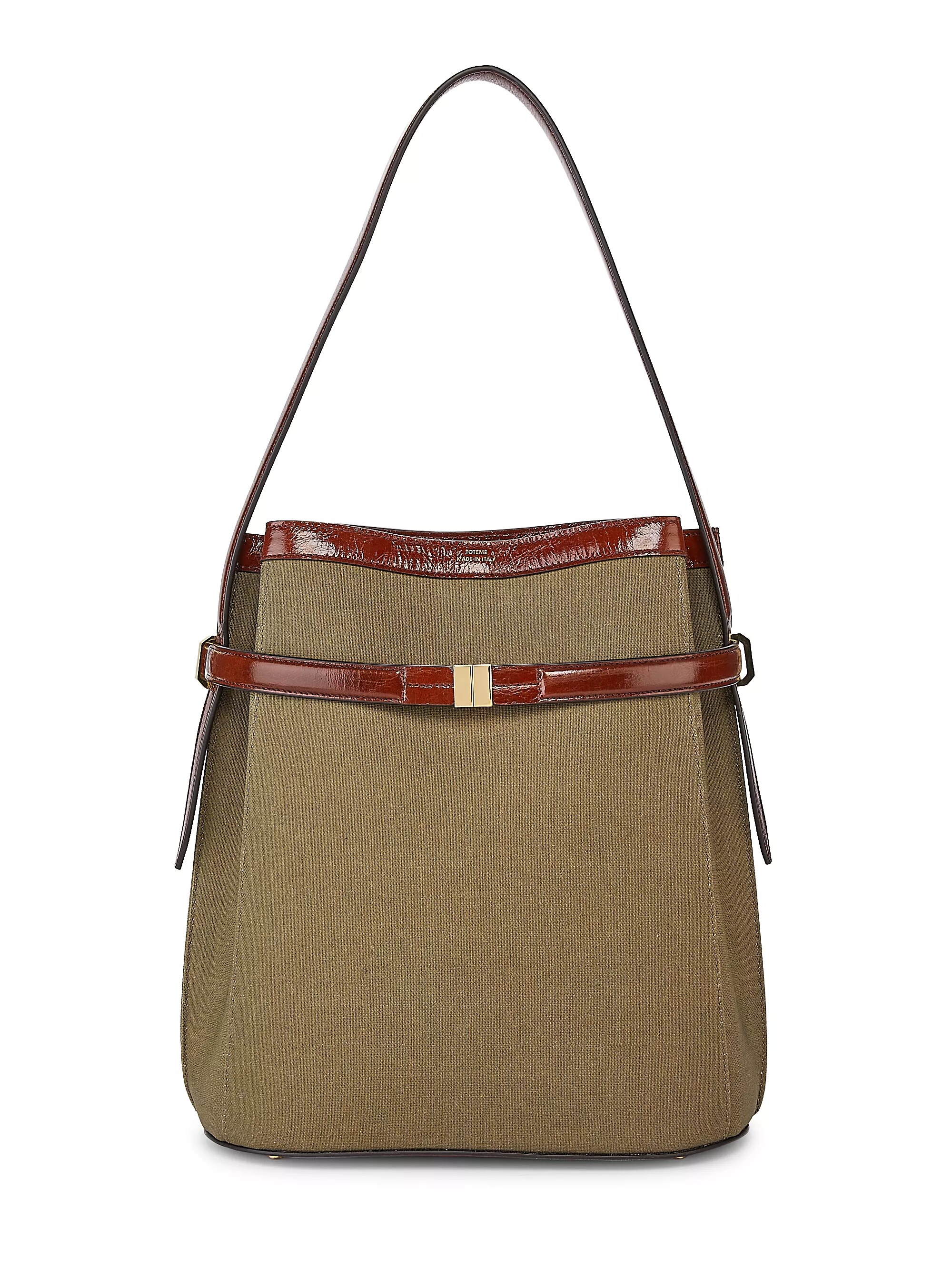 Belted Canvas 
Leather Bucket Bag