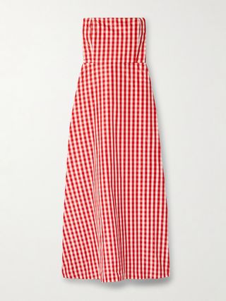 Odette Strapless Gingham Taffeta Midi Dress