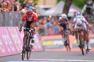 Bob Jungels finishes stage 20 of the Giro d'Italia.