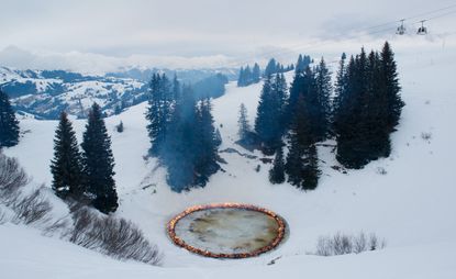 a ring of fire in the snow