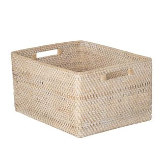 Loma Rectangular Rattan Storage Basket with Cut-Out Handles