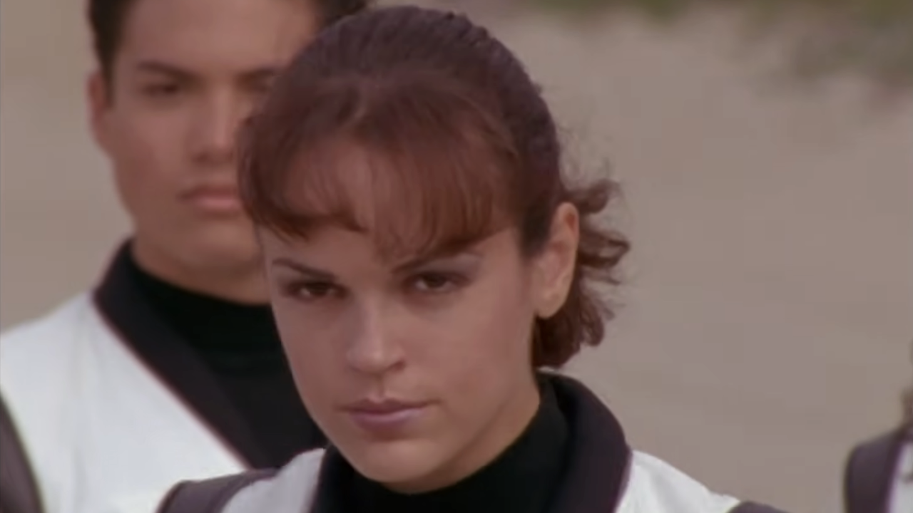 Erin Cahill as Jen, the Pink Ranger in Power Rangers Time Force
