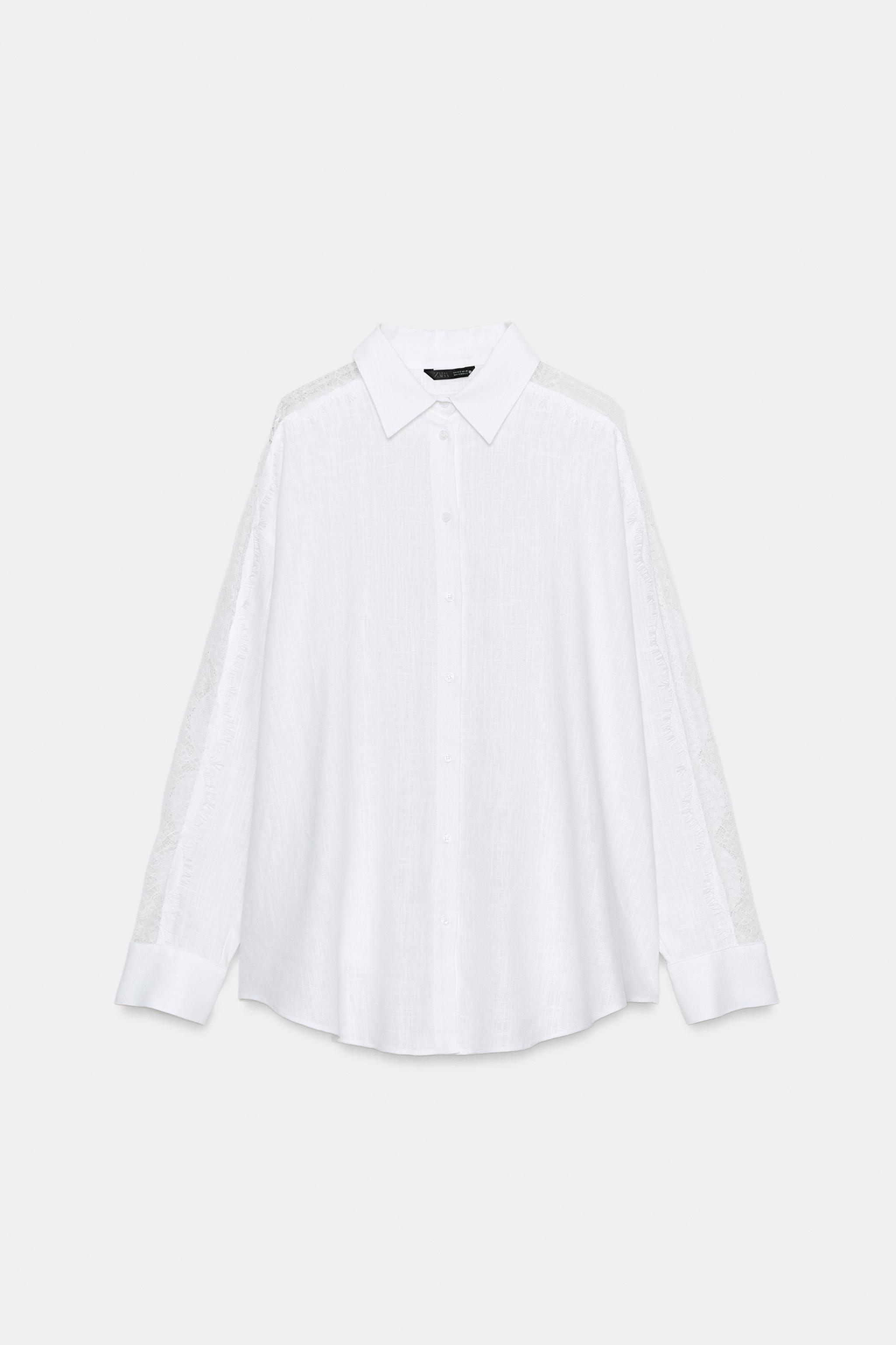 Oversized Linen Blend Lace Shirt