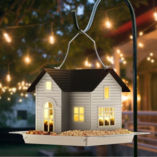 Mrcrafts Nature Solar Bird Feeder for Outside, Hanging Bird Feeder for Wild Birds, Bird House Feeder for Outdoors, Bird House for Gardens