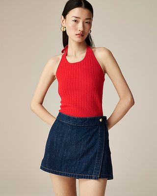 Fine Bouclé Halter-Neck Top