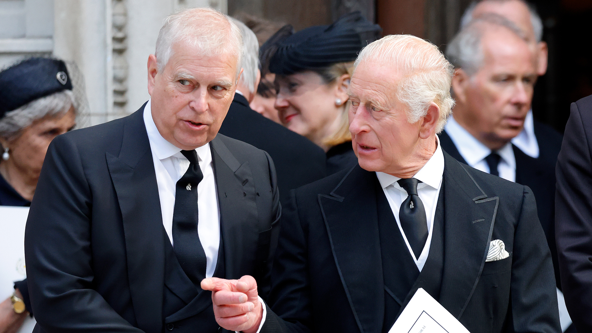 LONDON, UNITED KINGDOM - SEPTEMBER 16: (EMBARGOED FOR PUBLICATION IN UK NEWSPAPERS UNTIL 24 HOURS AFTER CREATE DATE AND TIME) Prince Andrew, Duke of York and King Charles III attend Katharine, Duchess of Kent's Requiem Mass service at Westminster Cathedral on September 16, 2025 in London, England. Katharine, Duchess of Kent was married to Prince Edward, Duke of Kent, a first cousin of Queen Elizabeth II. She died on September 4 at the age of 92 at Kensington Palace surrounded by her family. Having converted to Catholicism in 1994, her funeral takes place at Westminster Cathedral and is the first Catholic funeral to be held for a member of the royal family in modern British history. Her Royal Highness will be laid to rest at the Royal Burial Ground at Frogmore, Windsor. (Photo by Max Mumby/Indigo/Getty Images)