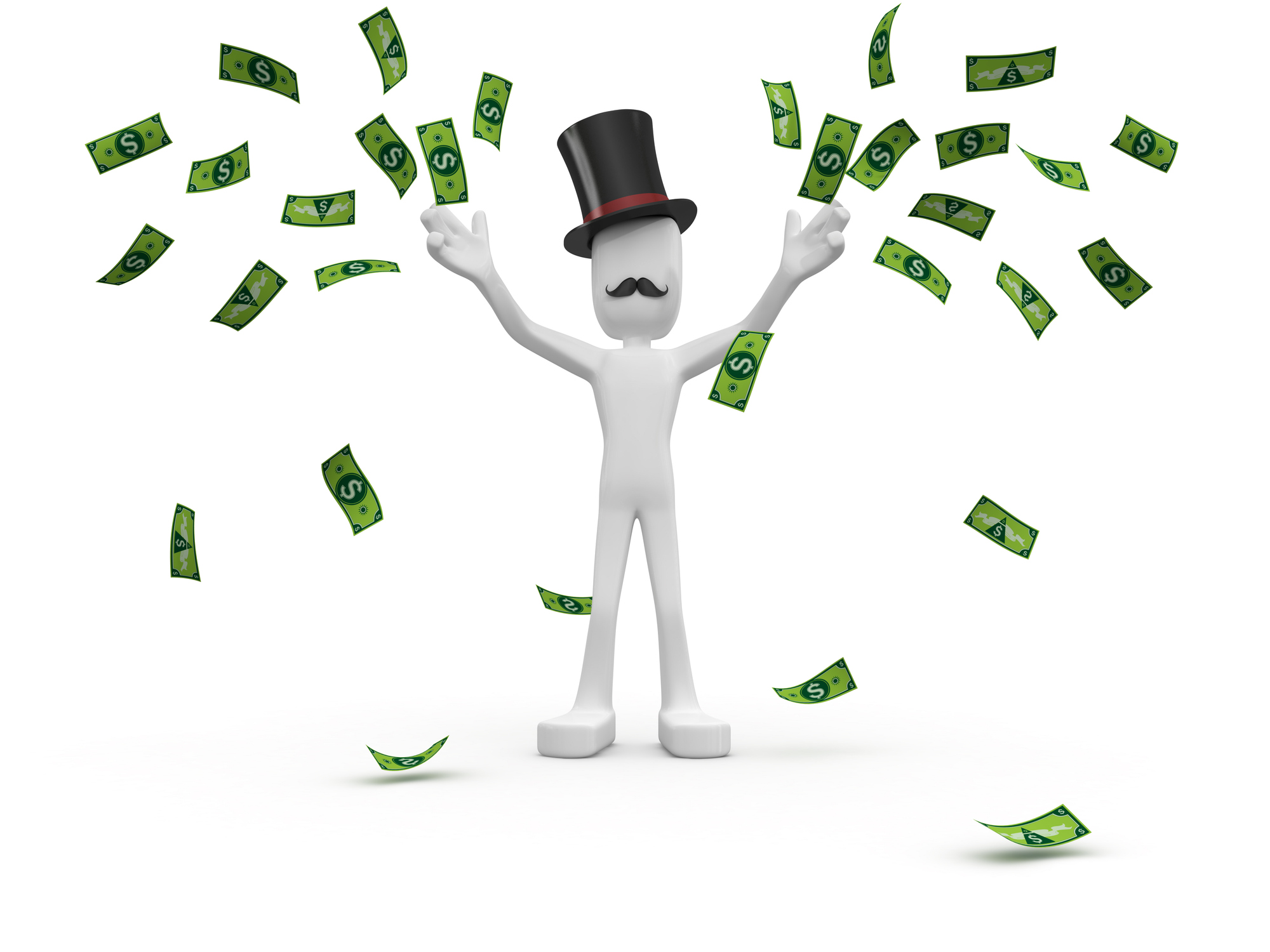 Capitalist scattering money.