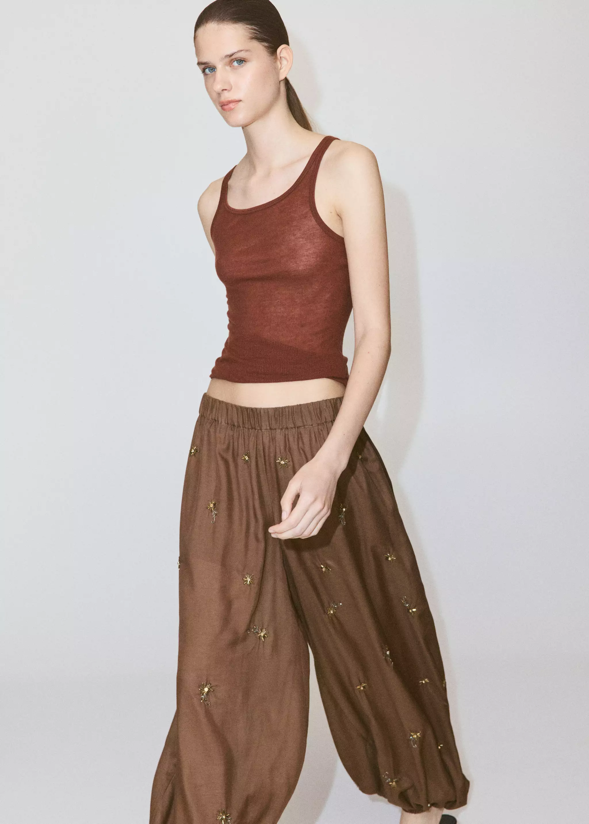 Balloon Trousers With Embroidered Appliqu&eacute;s - Women | Mango United Kingdom