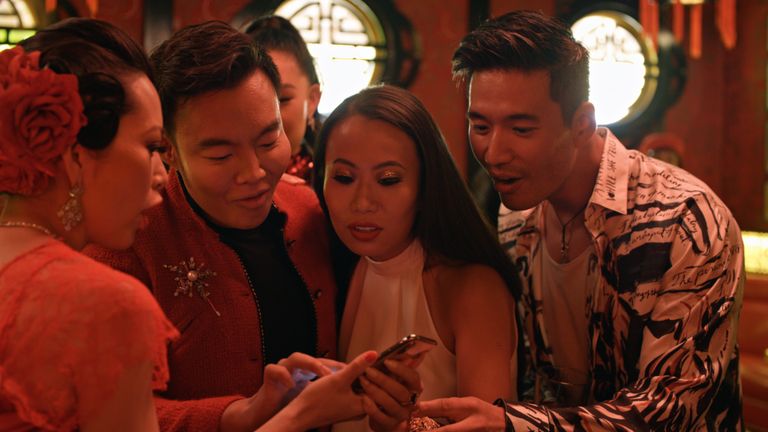 (L-R) Christine Chiu, Kane Lim, Kelly Mi Li and Kevin Kreider. in episode 3 “What's in Anna's Shower?"