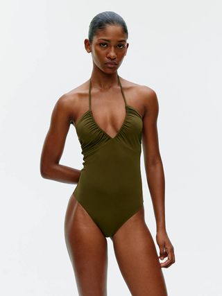 Halterneck Swimsuit - Dark Green - Arket Gb