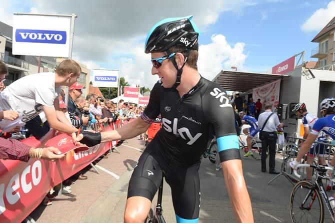 Bradley Wiggins (Sky) signs autographs at the Eneco Tour