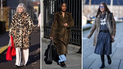 composite of street style shots of women wearing the leopard print trend