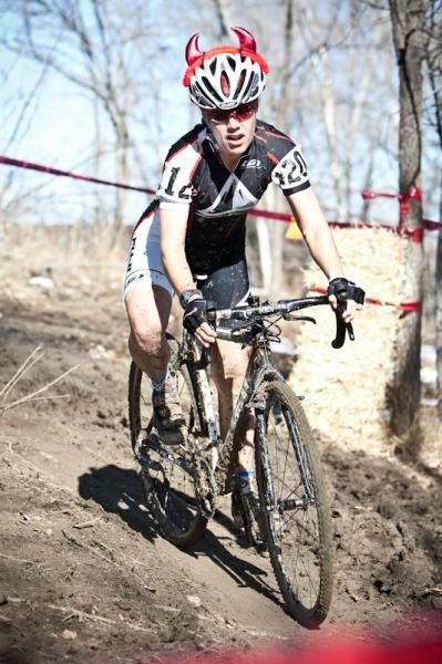 Kori Seehafer (Fuji) getting a little sideways through one of the slick turns.