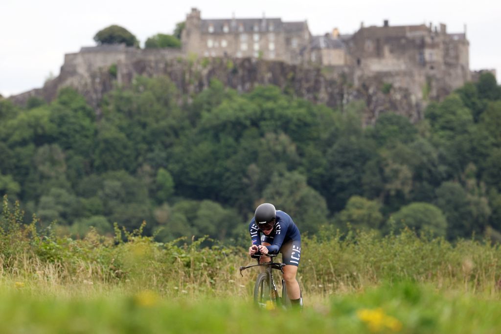 Icelands Hafdis Sigurdardottir takes part in the womens Individual Time Trial in Stirling during the UCI Cycling World Championships in Scotland on August 10 2023 Photo by Adrian DENNIS AFP Photo by ADRIAN DENNISAFP via Getty Images
