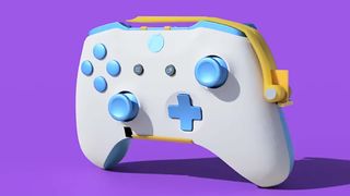 A white Xbox controller with an accessibility mod