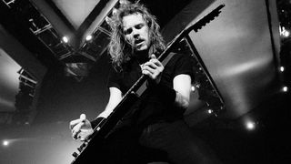 Metallica’s James Hetfield playing a classic riff on stage