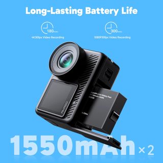 Ad for the Akaso Brave 8 Lite action camera on a blue background
