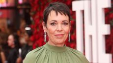 Olivia Colman wearing sage green dress at The Roses premiere, 28 August 2025