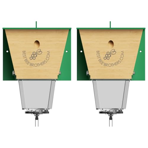 Best Bee Brothers Ultimate Pro Carpenter Bee Trap for Outdoors With Extra-Large Clear External Receptacle, Spring-Loaded Door, Durable Design, 4.2&amp;rdquo; D X 5.8&amp;rdquo; W X 7.5&amp;rdquo; H (2 Pack)