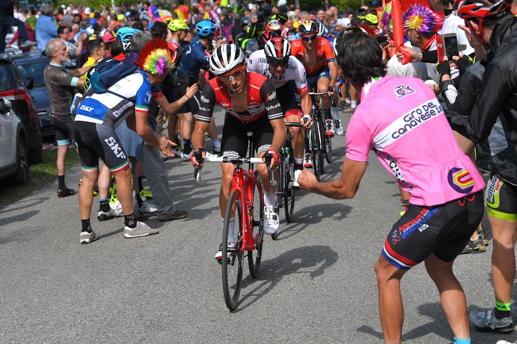 Gianluca Brambilla in the breakaway during stage 12 at the Giro