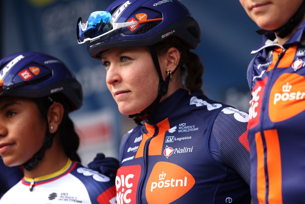 SINTPIETERSLEEUW MARCH 12 Charlotte Kool of Netherlands and Team Picnic PostNL prior to the 5th Ixina GP Oetingen 2025 Womens Elite a 1279km one day race from SintPietersLeeuw to Oetingen on March 12 2025 in SintPietersLeeuw Belgium Photo by Rhode Van ElsenGetty Images