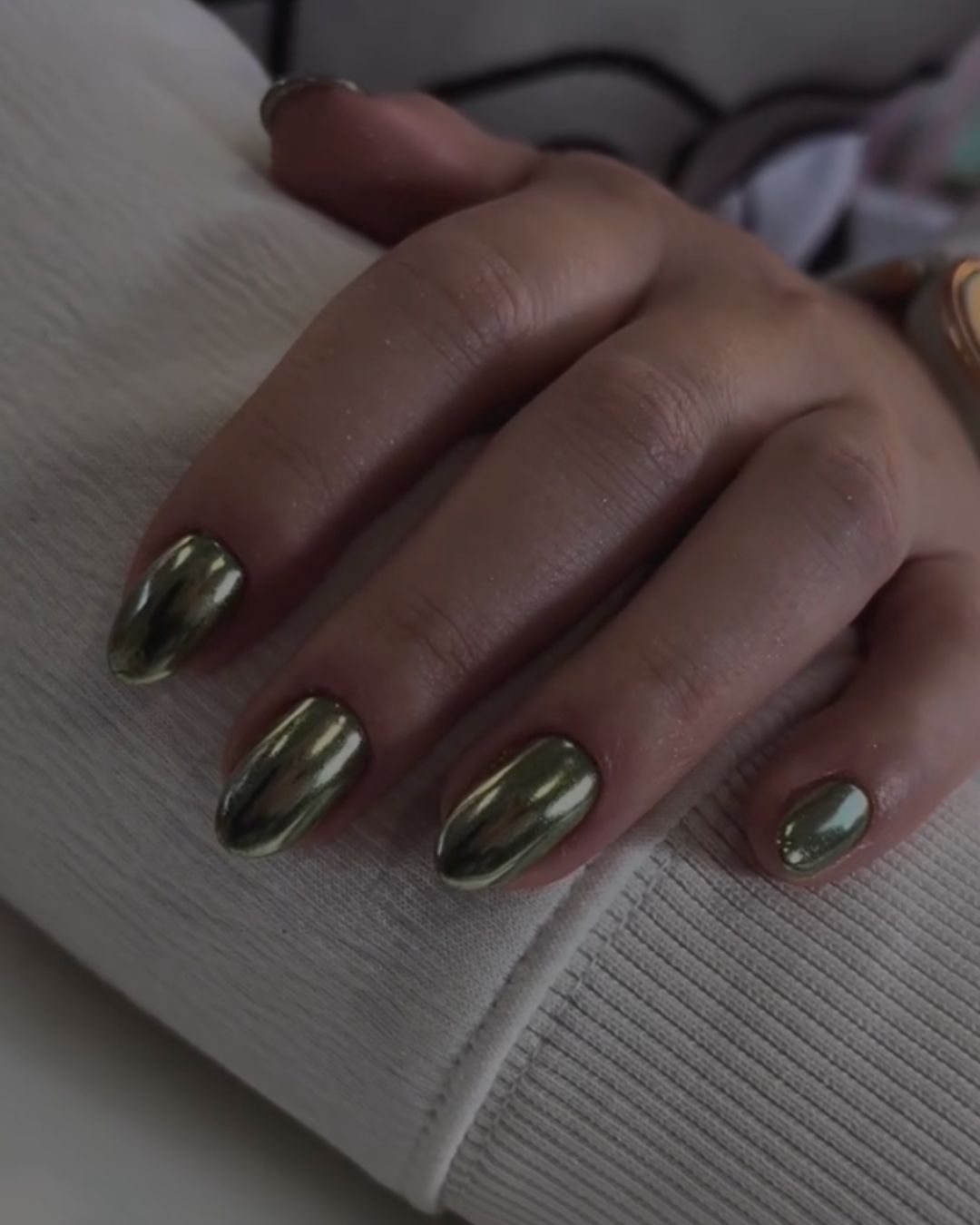 Chrome sage nails.