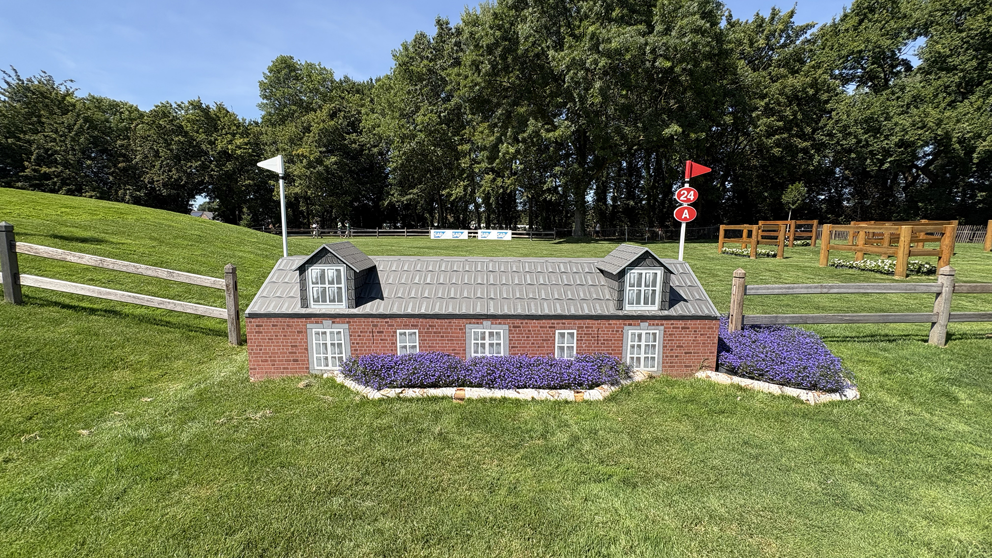 A house fence on the eventing World Championships cross-country course