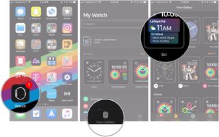 Open Watch app, tap Face Gallery, tap Siri