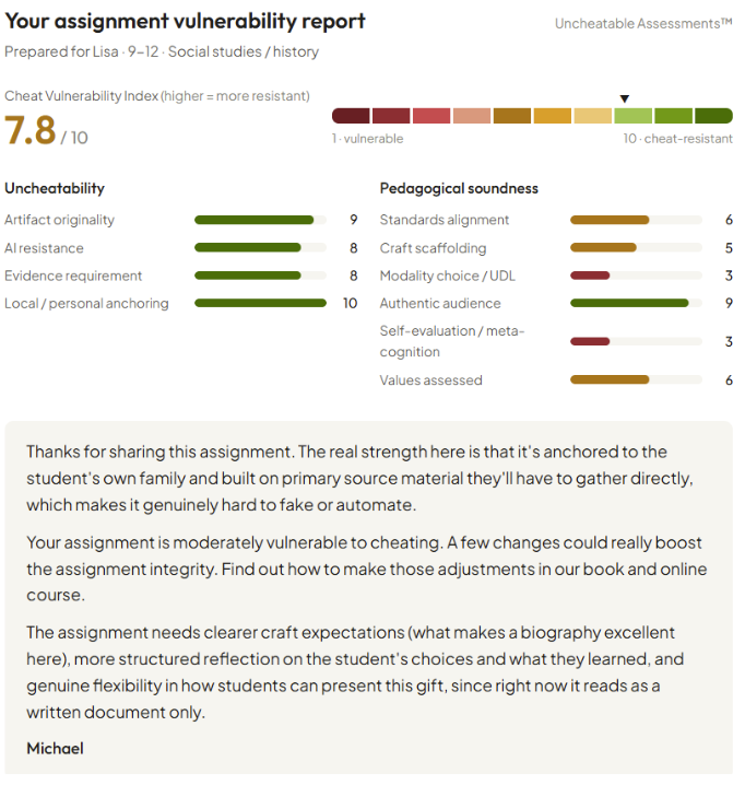 Uncheatable Assessments