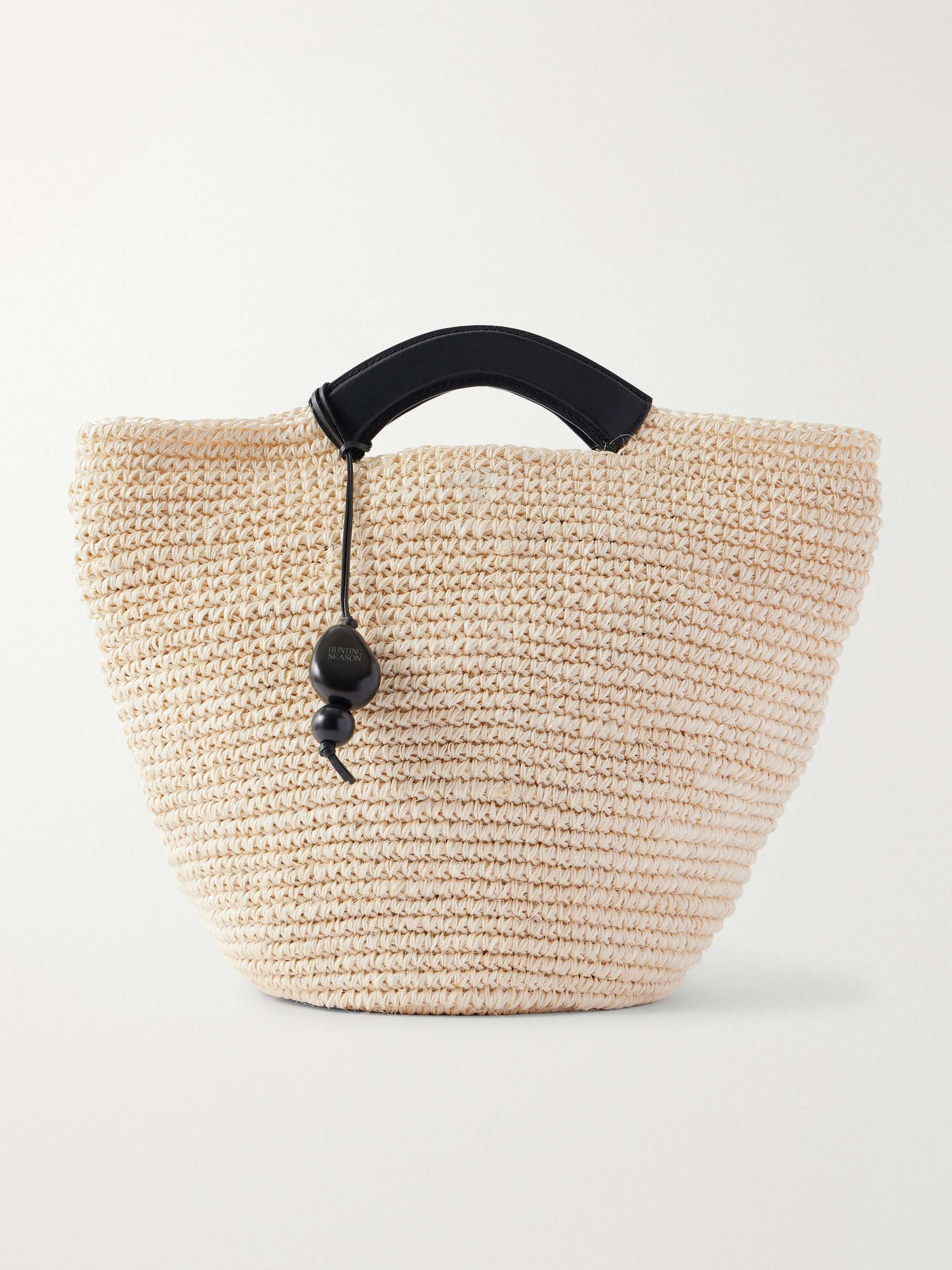 Shopper Large Leather-Trimmed Woven Raffia Tote