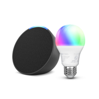 Amazon Echo Pop with Amazon Basics Smart Color Bulb