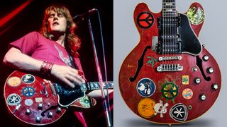 LEFT: Alvin Lee onstage with Ten Years After in 1970. RIGHT: A vintage 1958 Gibson ES-335 electric guitar nicknamed ÔBig RedÕ, previously owned by English musician and Ten Years After guitarist Alvin Lee, taken on May 21, 2019.