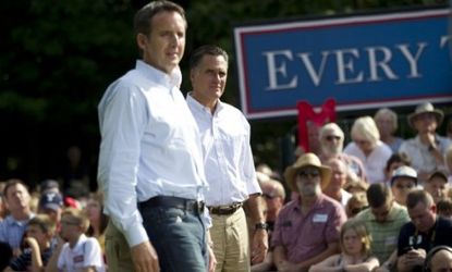 Mitt Romney spent the most time on his bus tour with former Minnesota Gov. Tim Pawlenty: Here, they address a crowd in Cornwall, Pa.