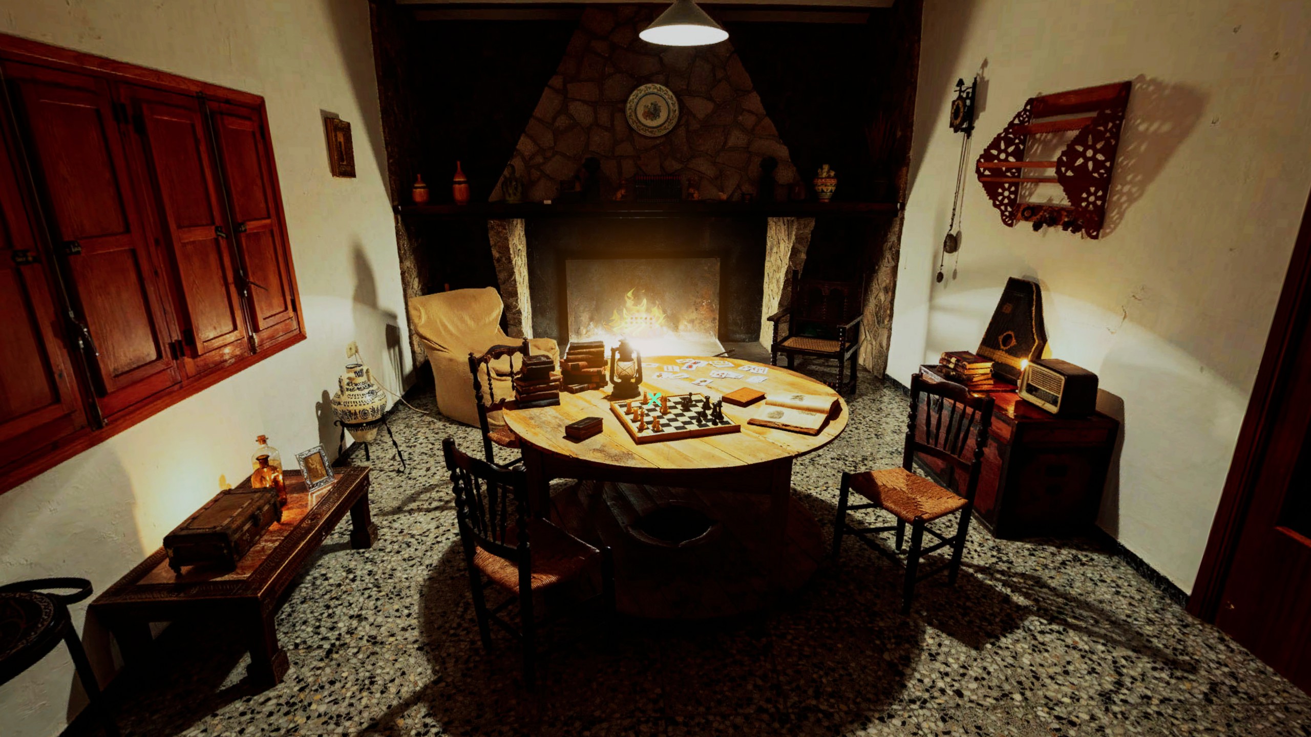 cozy interior featuring table, books, et cetera
