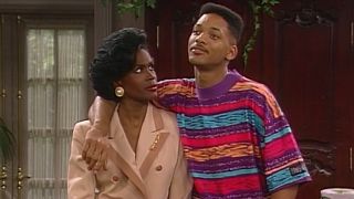 Vivian Banks (Janet Hubert) and Will Smith (himself) talk on The Fresh Prince of Bel-Air