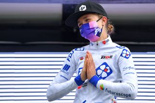 OJO GUAREA SPAIN MAY 22 Cecilie Uttrup of Ludwig Denmark and Team FDJ Nouvelle Aquitaine Futuroscope celebrates at podium during the 6th Vuelta A Burgos Feminas 2021 Stage 3 a 1154km stage from Medina de Pomar to Complejo Krstico de Ojo Guarea 768m VueltaBurgos BurgosFem UCIWWT on May 22 2021 in Ojo Guarea Spain Photo by Luc ClaessenGetty Images