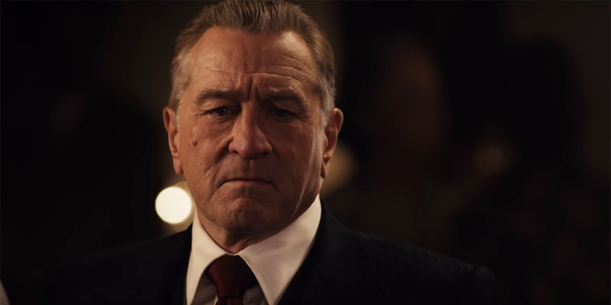 Robert De Niro looking worried in The Irishman