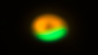 This image from the Atacama Large Millimeter/submillimeter Array (ALMA) shows dust trapped in the disk surrounding the system Oph-IRS 48.