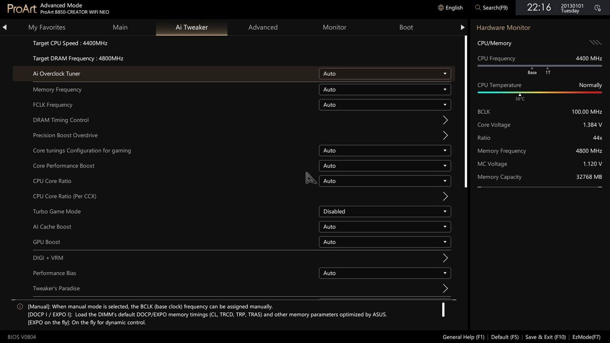 Asus B850-Creator Wifi Neo - BIOS