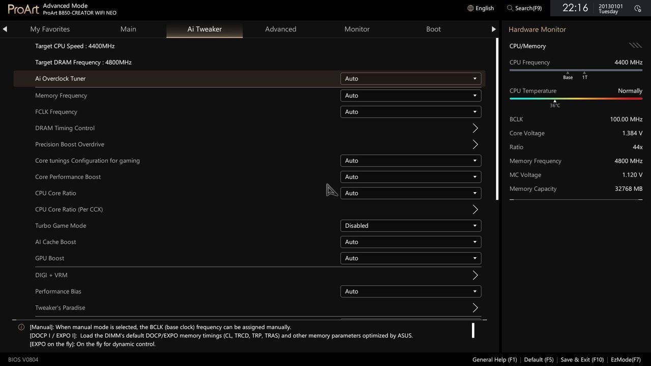Asus B850-Creator Wifi Neo - BIOS