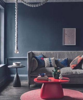 Living room in dark gray