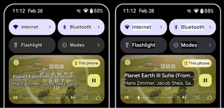 Two side-by-side screenshots displaying the old and new high-contrast text options on Android 16