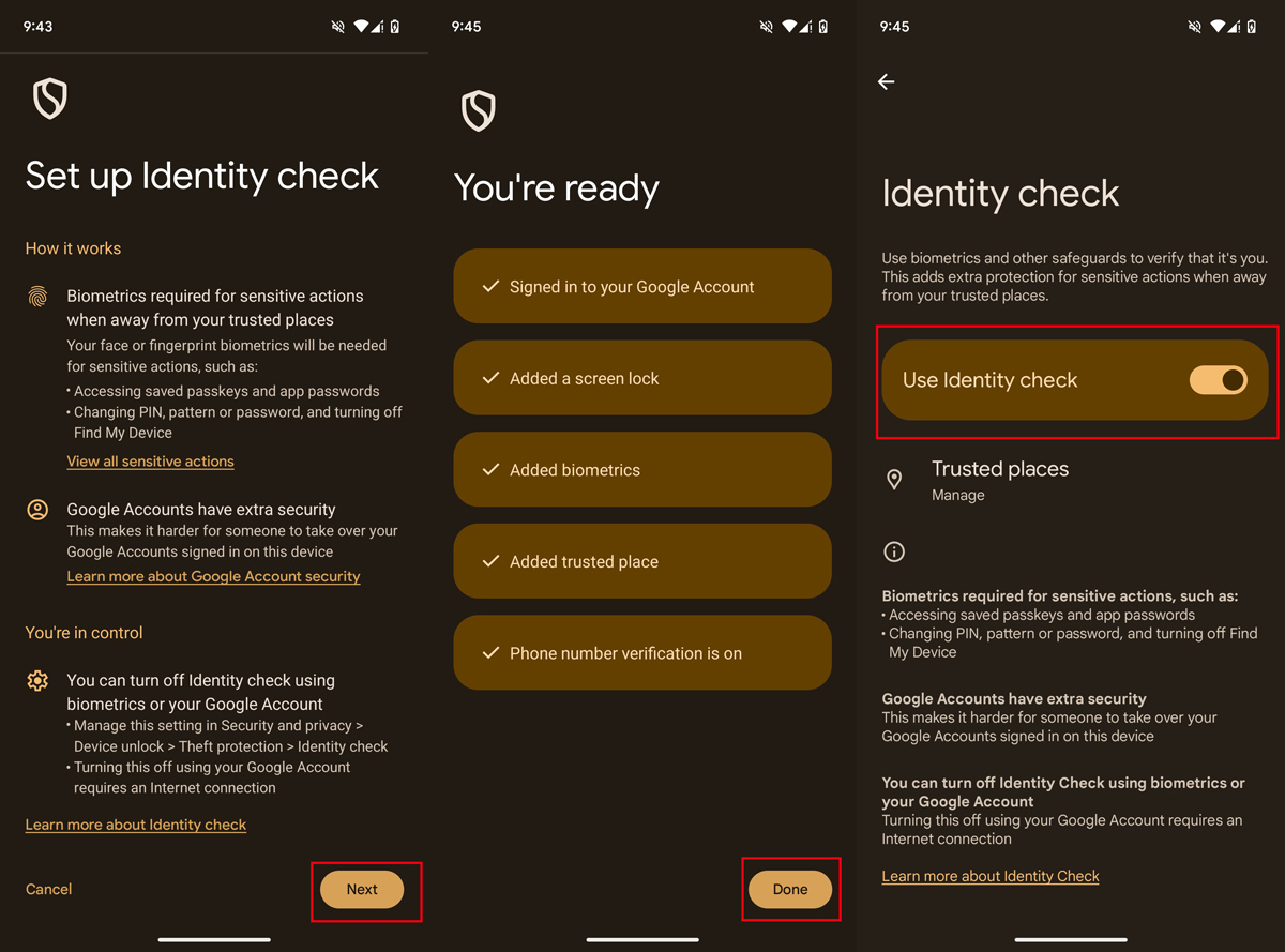 Identity check settings on Android 15 QPR2 Beta 2